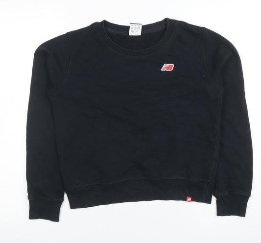 New Balance Womens Black Small Pullover Sweatshirt Cotton Blend