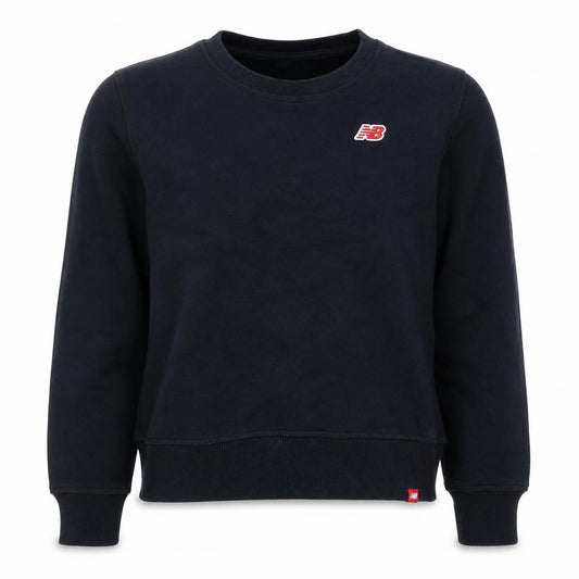 Front view of New Balance women’s black small pullover sweatshirt cotton blend
