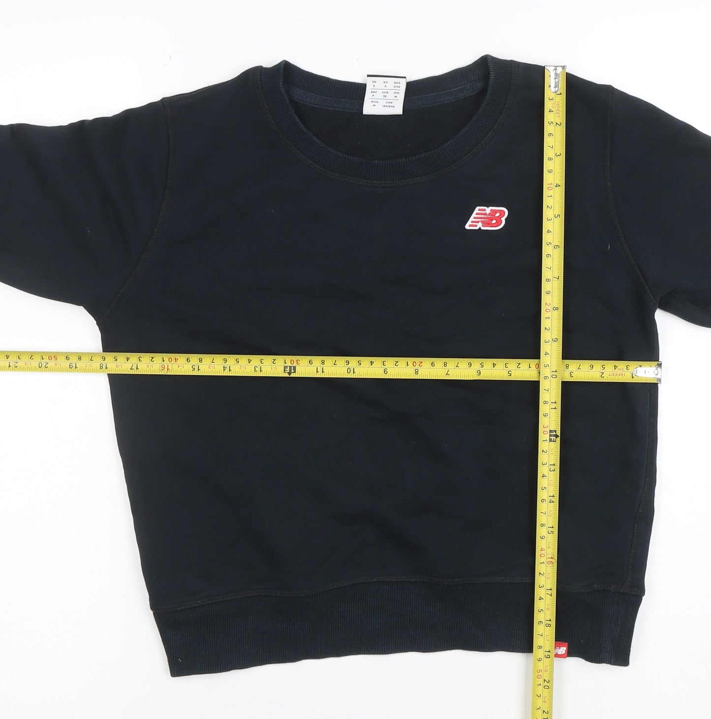 New Balance Womens Black Small Pullover Sweatshirt Cotton Blend