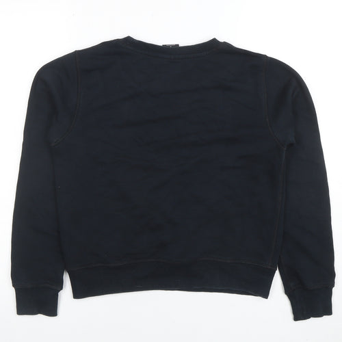 New Balance Womens Black Small Pullover Sweatshirt Cotton Blend