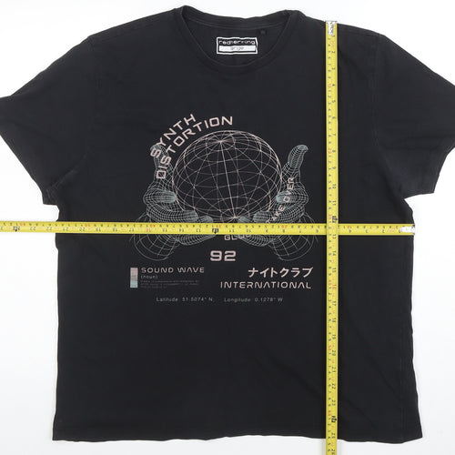 Red Herring Men's Black Graphic Print Cotton T-Shirt Size L