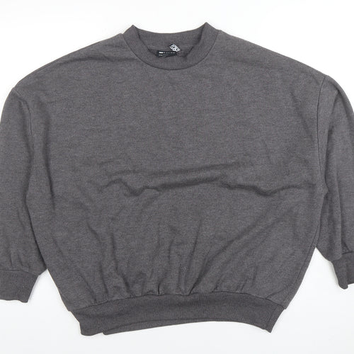 ASOS Women Grey Cotton Blend Crew Neck Pullover Sweatshirt Size 8 Regular