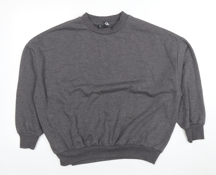 ASOS Women Grey Cotton Blend Crew Neck Pullover Sweatshirt Size 8 Regular