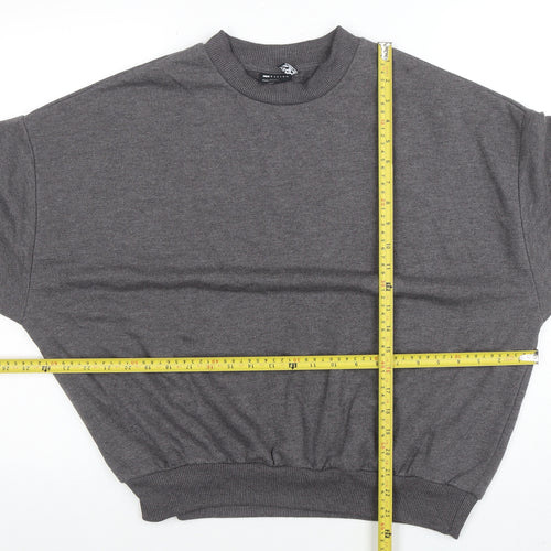ASOS Women Grey Cotton Blend Crew Neck Pullover Sweatshirt Size 8 Regular