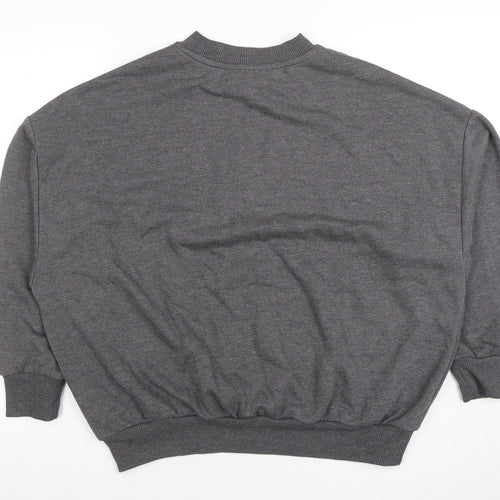 ASOS Women Grey Cotton Blend Crew Neck Pullover Sweatshirt Size 8 Regular