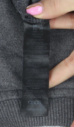 ASOS Women Grey Cotton Blend Crew Neck Pullover Sweatshirt Size 8 Regular