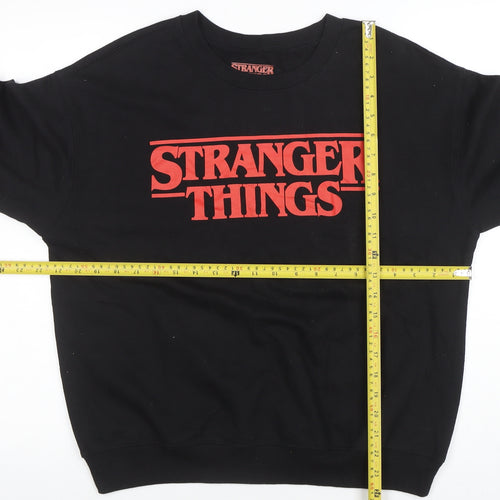 Netflix Stranger Things Black Sweatshirt Women L Cotton Blend Crew Neck