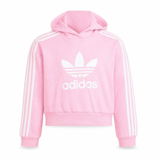 adidas Girls Pink Hooded Pullover Hoodie 13-14 Years Logo Lightweight