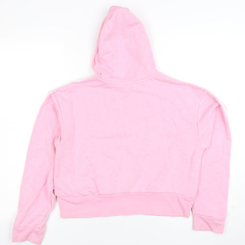 adidas Girls Pink Hooded Pullover Hoodie 13-14 Years Logo Lightweight