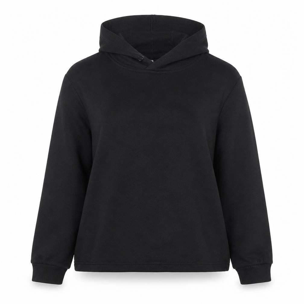 Front view of Cropp Eco Aware Women's Black XL Pullover Hoodie Cotton Blend