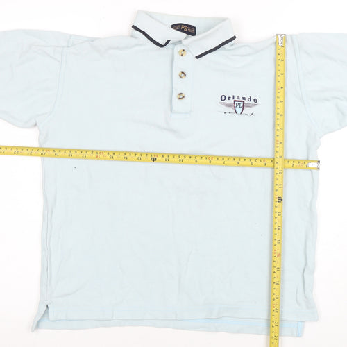 Pacific Blue Men's Light Blue Orlando FL Embroidered Polo Shirt Size S