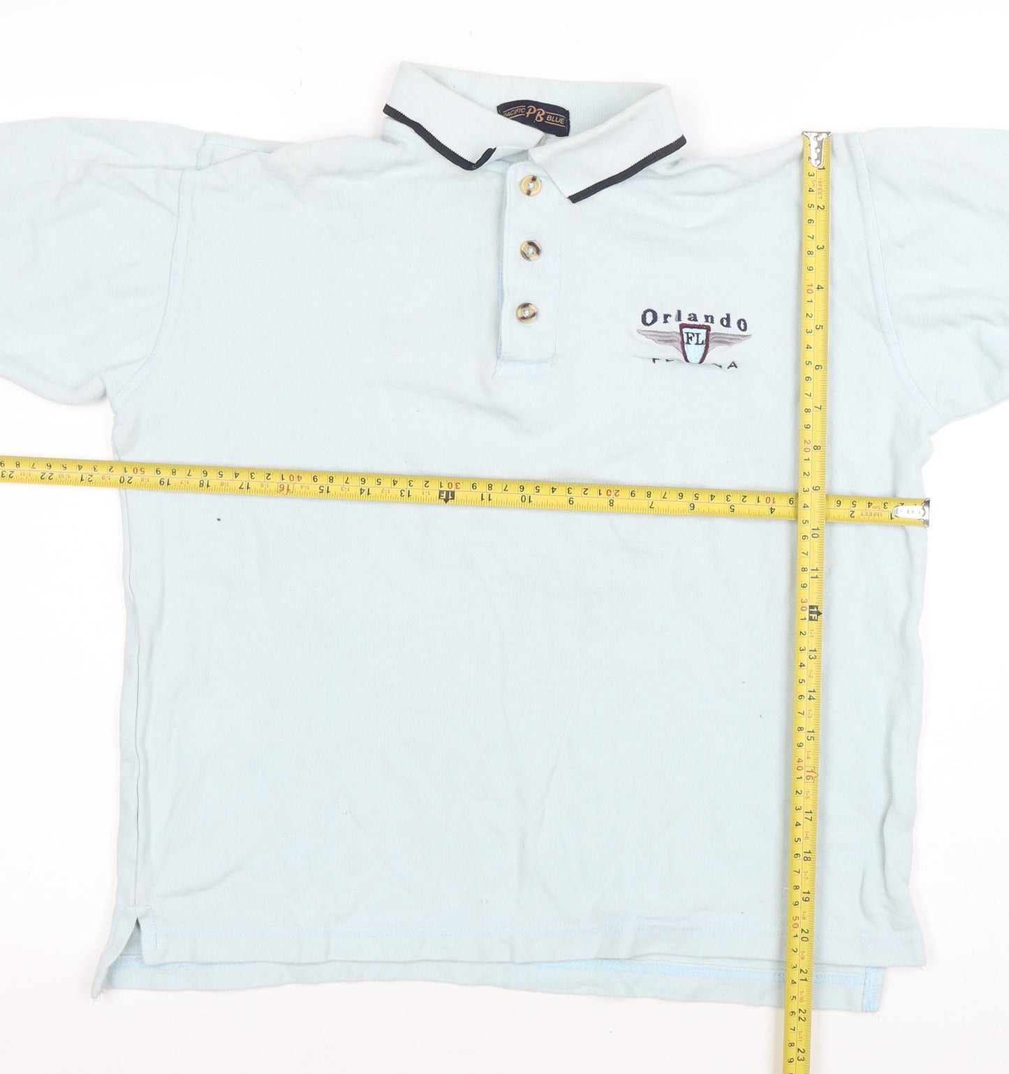 Pacific Blue Men's Light Blue Orlando FL Embroidered Polo Shirt Size S