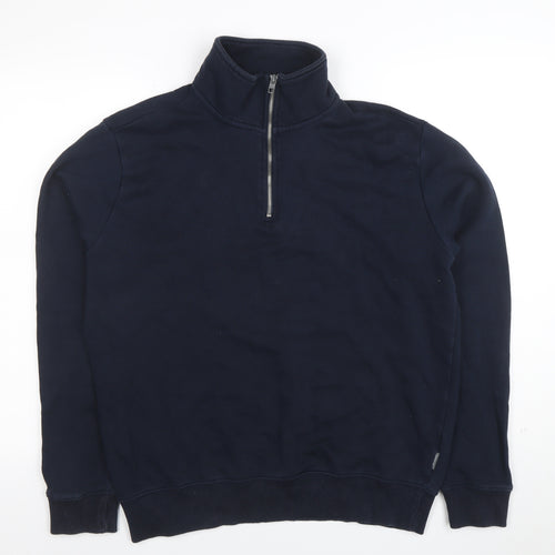 French Connection Men's Blue 1/2 Zip Cotton Sweatshirt Size S
