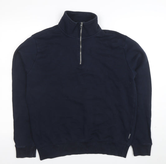 French Connection Men's Blue 1/2 Zip Cotton Sweatshirt Size S