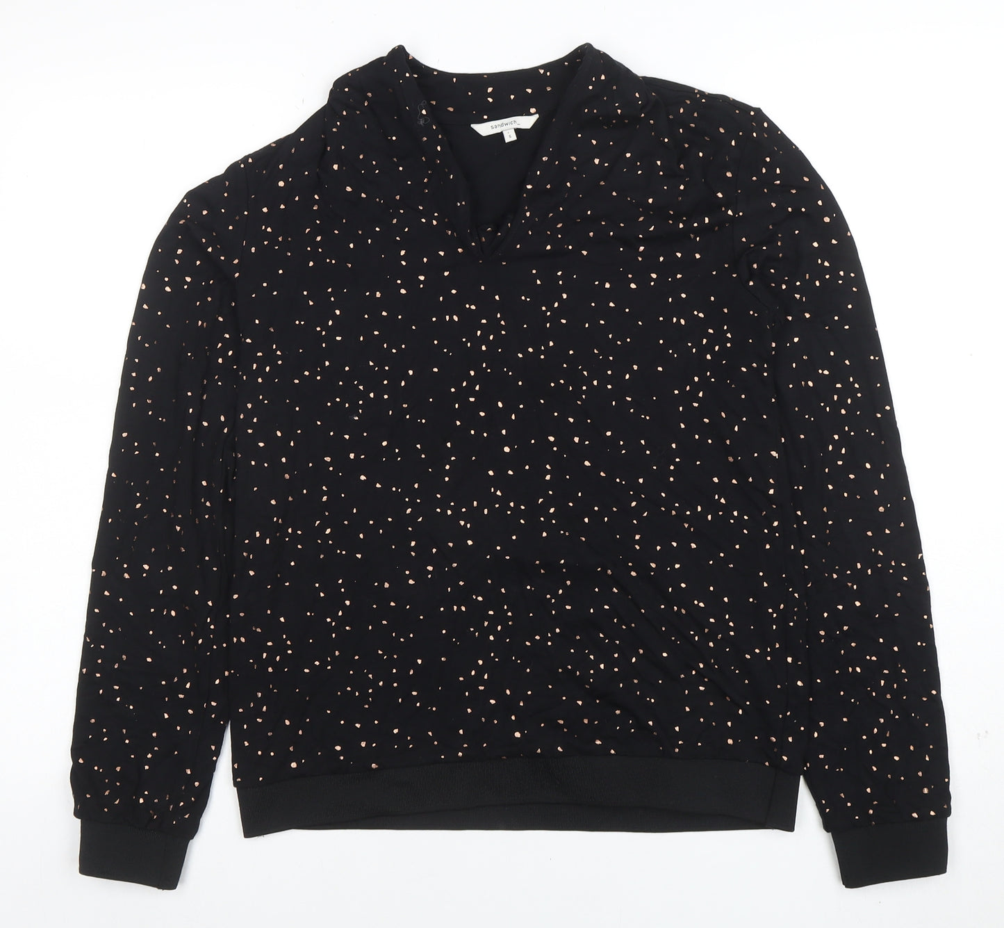 Sandwich Women Black Polka Dot Long Sleeve Tunic Blouse Size S