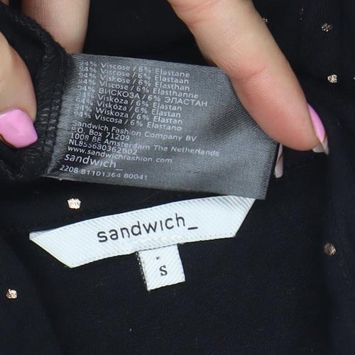 Sandwich Women Black Polka Dot Long Sleeve Tunic Blouse Size S