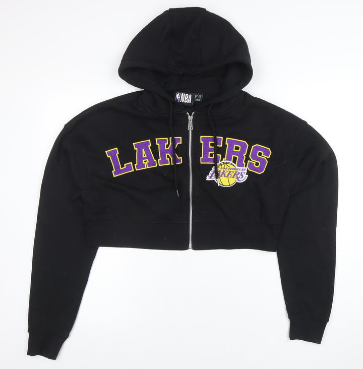 NBA Los Angeles Lakers Black Cropped Full Zip Hoodie Women S