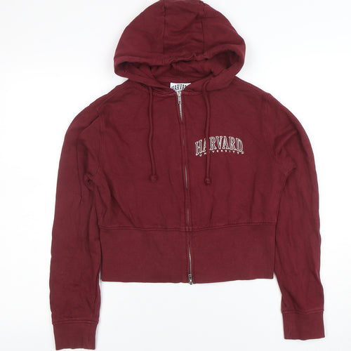 Harvard Women Burgundy Small Full Zip Hoodie 100% Cotton