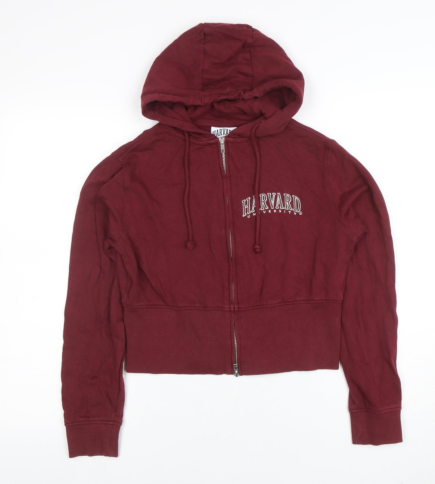 Harvard Women Burgundy Small Full Zip Hoodie 100% Cotton