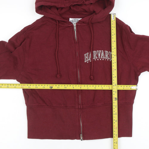 Harvard Women Burgundy Small Full Zip Hoodie 100% Cotton