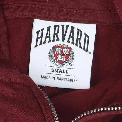 Harvard Women Burgundy Small Full Zip Hoodie 100% Cotton
