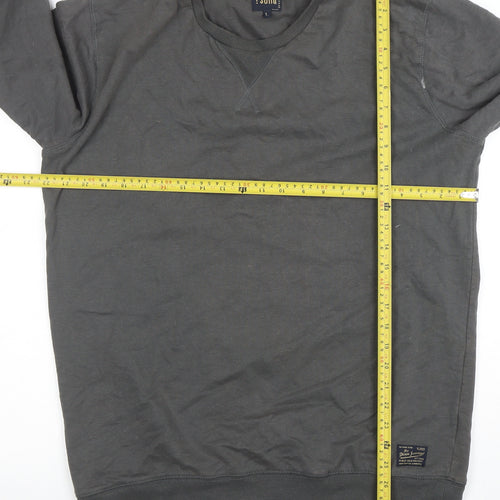 Solid Men's Grey Crew Neck Pullover Sweatshirt Size L