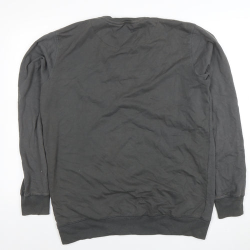 Solid Men's Grey Crew Neck Pullover Sweatshirt Size L