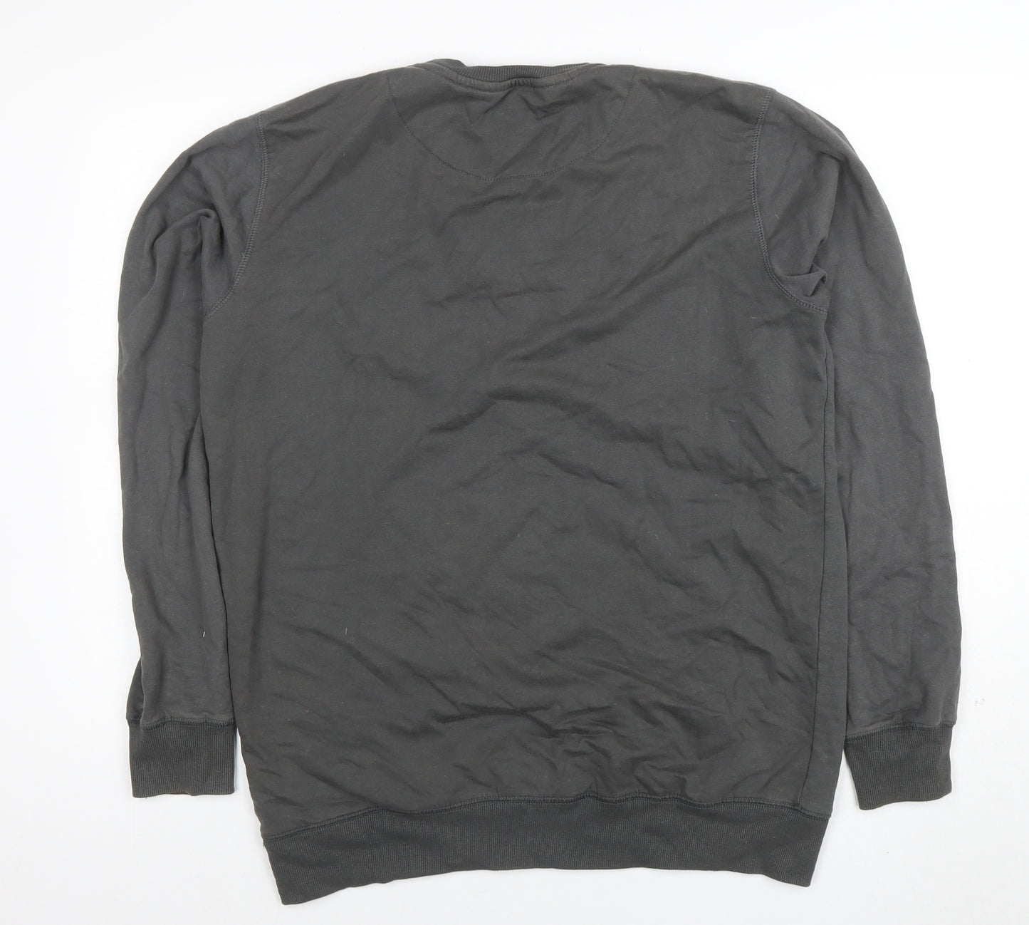 Solid Men's Grey Crew Neck Pullover Sweatshirt Size L