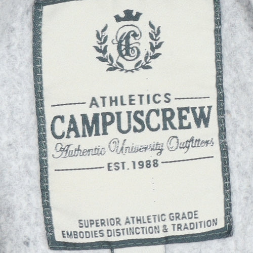 CampusCrew Mens Grey Hoodie Waldorf Warriors L Pullover Cotton Blend