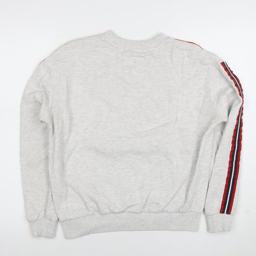 Superdry Womens Grey Red Crew Neck Sweatshirt Size S Varsity Style