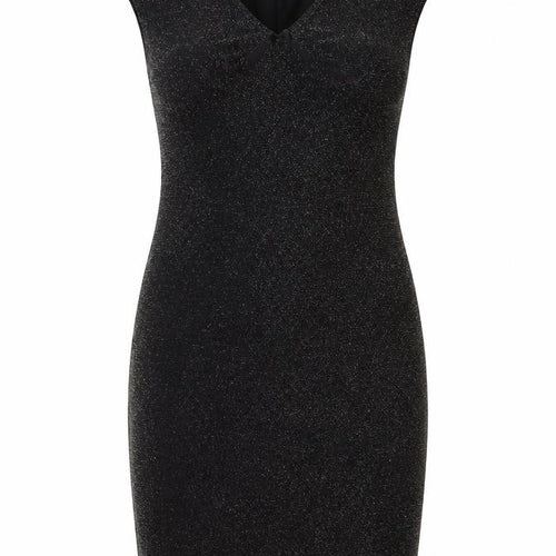 Dorothy Perkins Petites Black Glitter Bodycon Dress Size 12