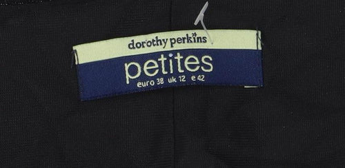 Dorothy Perkins Petites Black Glitter Bodycon Dress Size 12