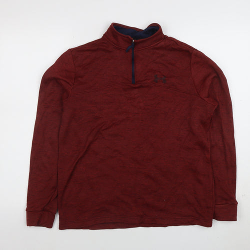 Under Armour Womens Red 1/4 Zip Loose Fit Sweatshirt Size L
