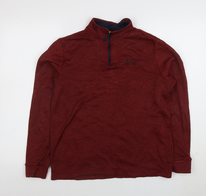 Under Armour Womens Red 1/4 Zip Loose Fit Sweatshirt Size L