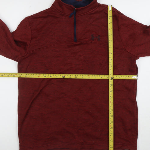 Under Armour Womens Red 1/4 Zip Loose Fit Sweatshirt Size L