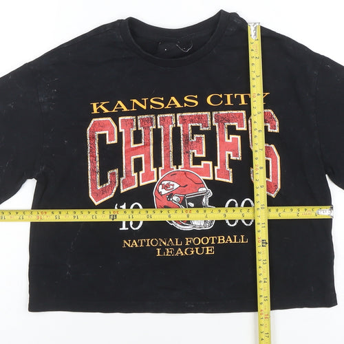 Marks and Spencer Girls Black Kansas City Chiefs Cropped T-Shirt 7 Years