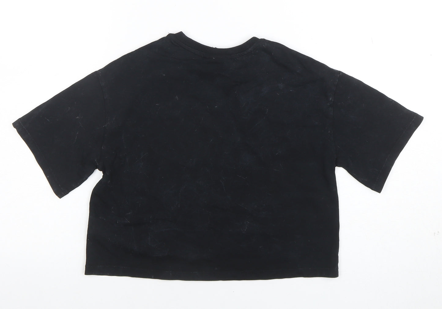 Marks and Spencer Girls Black Kansas City Chiefs Cropped T-Shirt 7 Years