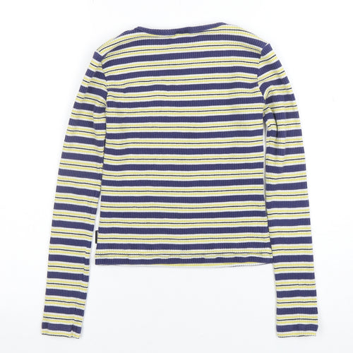 Minga London Women's Blue Striped Long Sleeve Slim Fit T-Shirt Size S