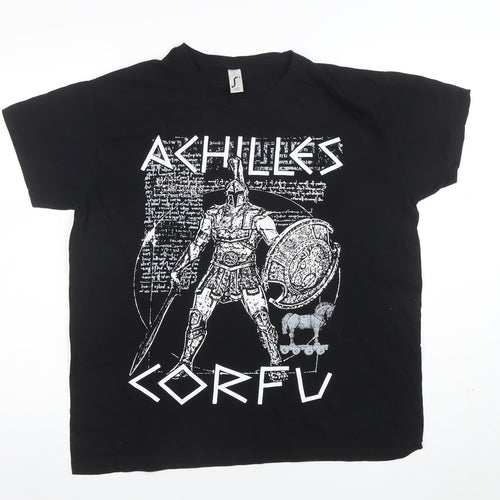 SOL'S Mens Black Achilles Corfu Graphic Print Cotton T-Shirt L