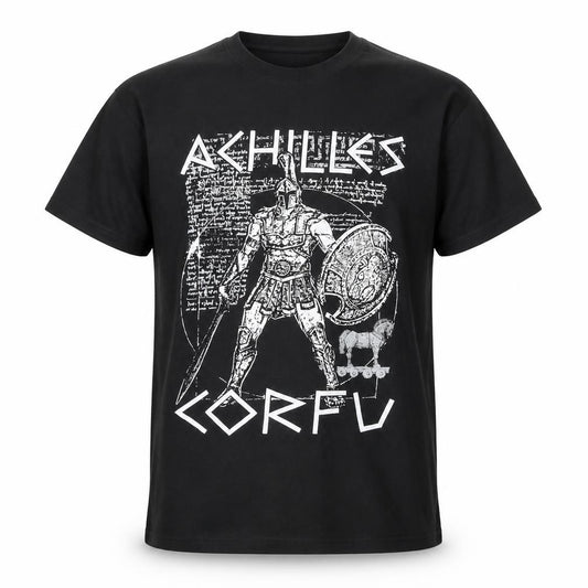 Front view of SOL'S men’s black achilles corfu graphic print cotton t-shirt l