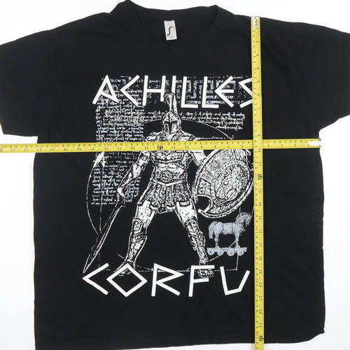 SOL'S Mens Black Achilles Corfu Graphic Print Cotton T-Shirt L