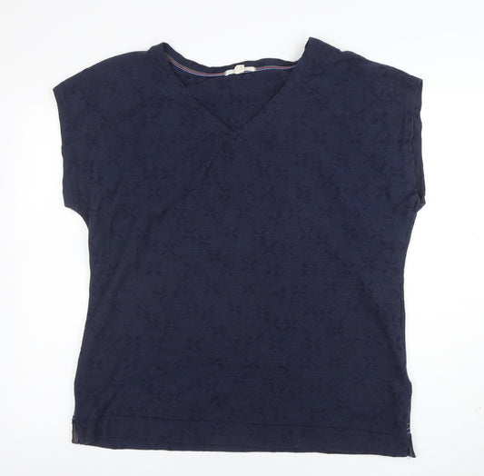 White Stuff Women's Blue Cotton V-Neck T-Shirt Size 18