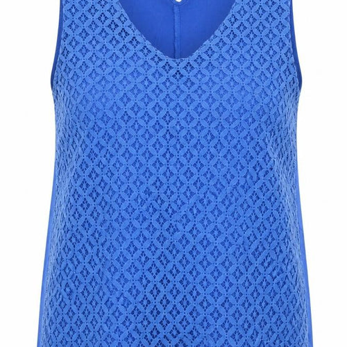Dorothy Perkins Women's Blue Lace Sleeveless V-Neck Blouse Size 16
