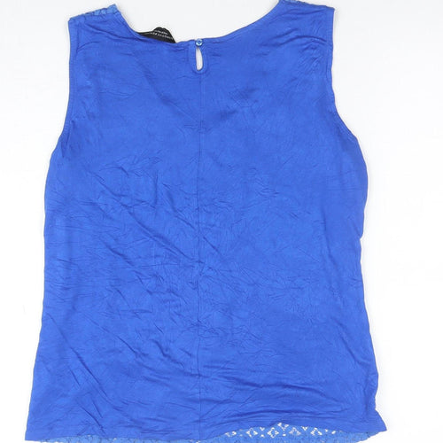 Dorothy Perkins Women's Blue Lace Sleeveless V-Neck Blouse Size 16