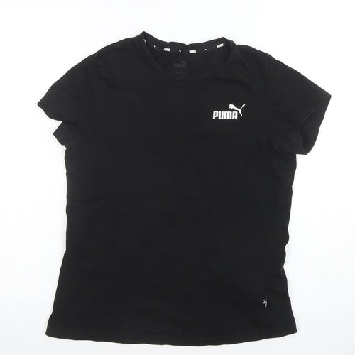 Puma Women's Black Crew Neck Short Sleeve Cotton T-Shirt Size M