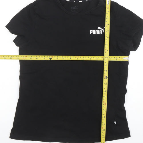 Puma Women's Black Crew Neck Short Sleeve Cotton T-Shirt Size M