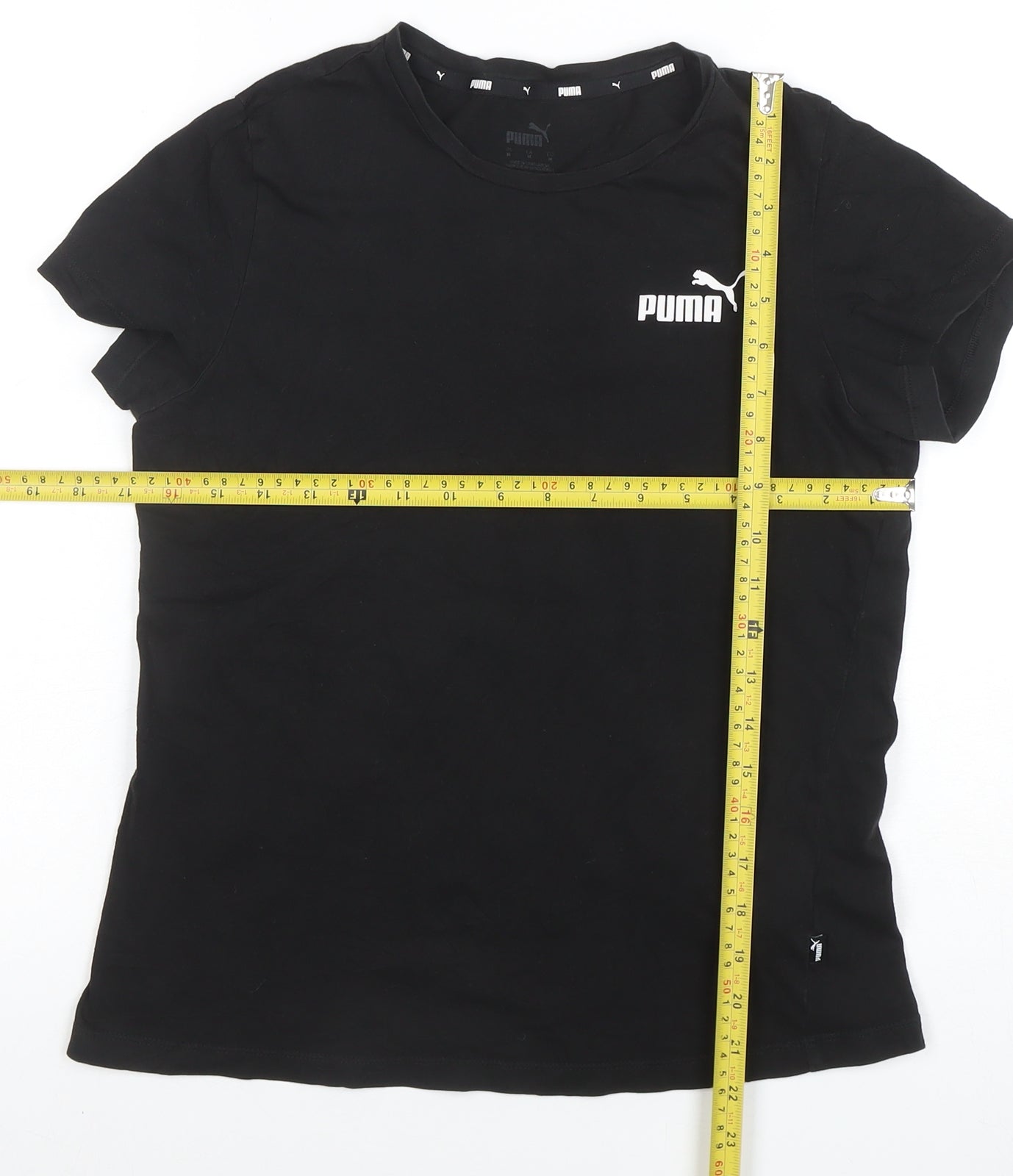 Puma Women's Black Crew Neck Short Sleeve Cotton T-Shirt Size M