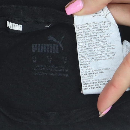 Puma Women's Black Crew Neck Short Sleeve Cotton T-Shirt Size M