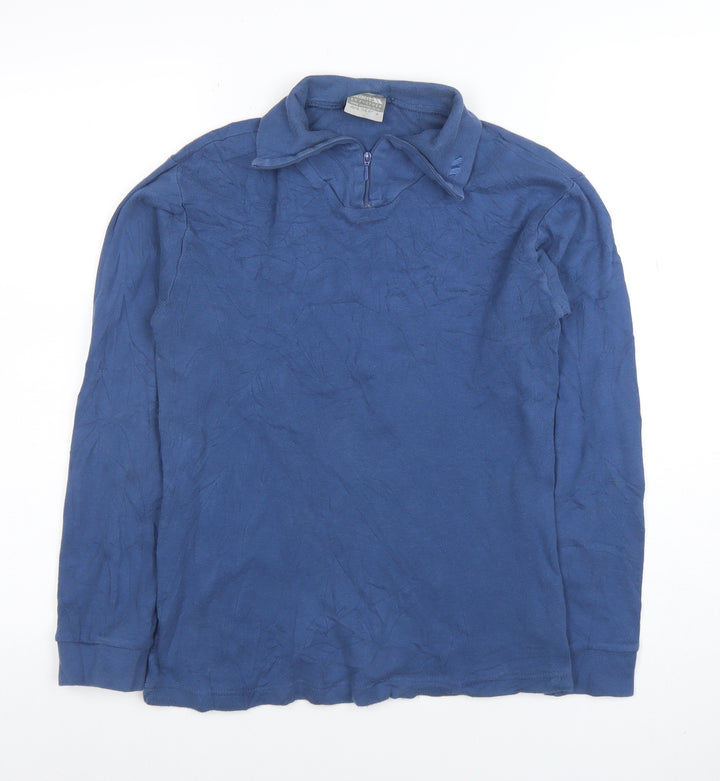 Trespass Boys Blue 15-16 Years 1/4 Zip Hoodie - 100% Cotton Long Sleeve