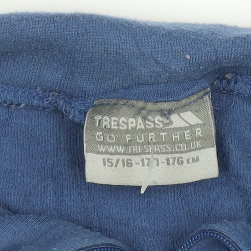 Trespass Boys Blue 15-16 Years 1/4 Zip Hoodie - 100% Cotton Long Sleeve
